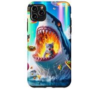 Carcasa para iPhone 11 Pro MAX Cat Kitty Montando Fuego Respirando Tiburón Arco Iris Laser