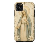 Carcasa para iPhone 11 Pro MAX Católica Virgen María Floral Oración Arte Mirada Devocional