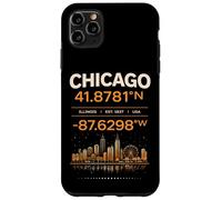 Carcasa para iPhone 11 Pro MAX Chicago USA Coordina el diseño de Identidad Minimalista de la Ciudad
