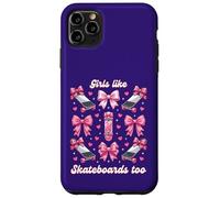 Carcasa para iPhone 11 Pro MAX Chicas como Skateboards Too Pink Bows Skater Girl Coquette