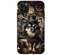 Carcasa para iPhone 11 Pro MAX Chihuahua de Pelo Largo Steampunk Científico Loco