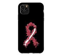 Carcasa para iPhone 11 Pro MAX Cinta Blanca y Burdeos para concienciación sobre el cáncer de Cabeza y Cuello