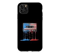 Carcasa para iPhone 11 Pro MAX Cinta de Casete Retro de los años 80, Bandera Americana, Graffiti de Goteo de Estados Unidos
