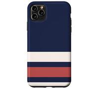 Carcasa para iPhone 11 Pro MAX Classic Navy Red White Horizontal Stripes Chic Pattern