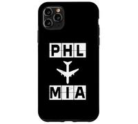 Carcasa para iPhone 11 Pro MAX Código de Aeropuerto PHL a MIA Ruta de avión Filadelfia Miami