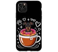 Carcasa para iPhone 11 Pro MAX Coffee Miniature Pinscher Donut