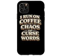 Carcasa para iPhone 11 Pro MAX Corro con café Caos Palabras malditas Regalo Divertido para