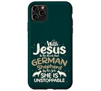 Carcasa para iPhone 11 Pro MAX Cristianismo Jesús Corazón Pastor Alemán a Lado Cristiano