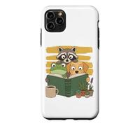 Carcasa para iPhone 11 Pro MAX Curious Reading Animals Frog Raccoon Dog Book Lover
