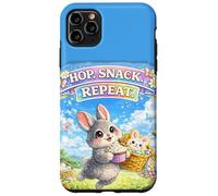 Carcasa para iPhone 11 Pro MAX Cute Bunny Hops Snack Repeat Pastel Spring Huevos Decorativos