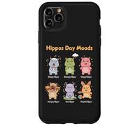 Carcasa para iPhone 11 Pro MAX Cute Hippo Day Moods - Divertido diseño de emociones de hipopótamo
