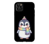 Carcasa para iPhone 11 Pro MAX Cute Kawaii Penguin Rainbow Beanie Scarf Winter