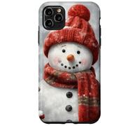 Carcasa para iPhone 11 Pro MAX Cute Snowman, Red Knit Hat & Scarf - Cozy Winter Christmas