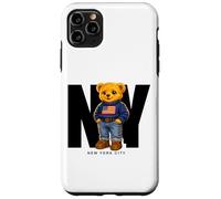 Carcasa para iPhone 11 Pro MAX Cute Teddy Bear USA Flag, New York Style Bear Illustration