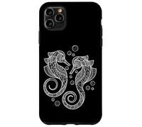 Carcasa para iPhone 11 Pro MAX Cute Womens Girls Two Mandala Pattern Seahorse Lover