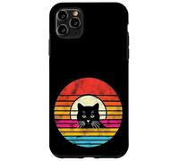 Carcasa para iPhone 11 Pro MAX Desgastado Retro Atardecer Gato Negro Gato Mamá Gato Papá