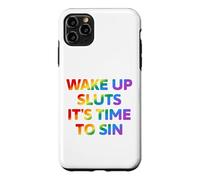 Carcasa para iPhone 11 Pro MAX Despierta es Hora de pecar Texto Divertido del Arco Iris