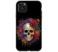 Carcasa para iPhone 11 Pro MAX Dia De Los Muertos Calavera Calavera Floral Rosa Calavera Esqueleto