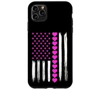 Carcasa para iPhone 11 Pro MAX Día de San Valentín Corazones Rosa Bandera Americana Amante Patriótico
