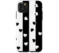 Carcasa para iPhone 11 Pro MAX Día de San Valentín Negro Blanco Rayas Verticales corazón Minimalista