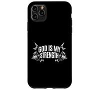 Carcasa para iPhone 11 Pro MAX Dios es mi Fuerza Christian Gimnasio Fitness Motivacional