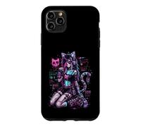 Carcasa para iPhone 11 Pro MAX Diseño de Anime Cyber Goth Girl Skeleton Glitch al Estilo Y2K
