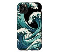 Carcasa para iPhone 11 Pro MAX Diseño de Olas japonesas: Arte costero Retro para navegar en el océano
