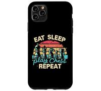 Carcasa para iPhone 11 Pro MAX Divertida Camiseta Eat Sleep Play Chess Repeat para un Jugador de ajedrez