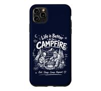 Carcasa para iPhone 11 Pro MAX Divertida fogata Vintage de Bigfoot Alien para Acampar con Forma de Sasquatch