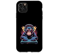 Carcasa para iPhone 11 Pro MAX Divertido Chimp DJ Tocadiscos Synthwave Broma sarcástica