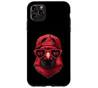 Carcasa para iPhone 11 Pro MAX Divertido Pájaro Rojo Cardenal Norteño Gafas Sol Ilustración