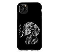 Carcasa para iPhone 11 Pro MAX Divertido Perro Salchicha fumando Salchichas