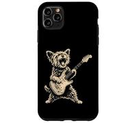 Carcasa para iPhone 11 Pro MAX Divertido Perro Yorkie Tocando Guitarra Rock Lindo Yorkshire Terrier