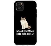 Carcasa para iPhone 11 Pro MAX Divertidos fanáticos de Gatos Ragdoll Cat Vibes Chill Flop Repeat
