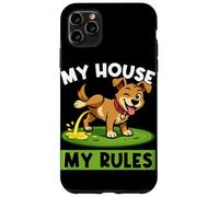 Carcasa para iPhone 11 Pro MAX Dog My House My Rules Amante de los Perros Divertido Dueño de Perro Chistes de Mascotas