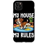 Carcasa para iPhone 11 Pro MAX Dog My House My Rules Amante de los Perros Divertido Dueño de Perro Chistes de Mascotas