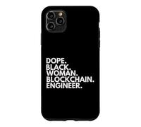 Carcasa para iPhone 11 Pro MAX Dope Black Woman Blockchain Ingeniero Orgullo afroamericano