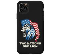 Carcasa para iPhone 11 Pro MAX Dos Naciones Un León - Diseño Patriótico de Estados Unidos Israel