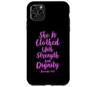 Carcasa para iPhone 11 Pro MAX Ella está Vestida con Fuerza dignidad versículo bíblico