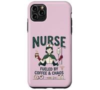 Carcasa para iPhone 11 Pro MAX Enfermera Vintage Impulsado por Café & Caos RN Médico