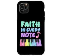 Carcasa para iPhone 11 Pro MAX Fe en Cada Nota Piano Chica Cristiana Músico de la Iglesia