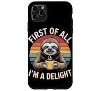 Carcasa para iPhone 11 Pro MAX First of All I'm A Delight Perezoso Café Retro Divertido Humor