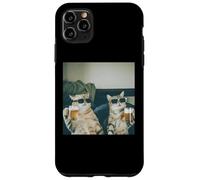 Carcasa para iPhone 11 Pro MAX Foto Retro de Gatos con Cerveza Divertida, Divertida Fiesta de Gatos enfriados con Alcohol