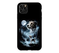 Carcasa para iPhone 11 Pro MAX Fox Terrier de Pelo Blanco Aullando a la Luna, Perro Retro de los 90