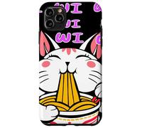 Carcasa para iPhone 11 Pro MAX Funny Kawaii Happy Lucky Eats Cat Ramen Fideos Wi