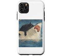 Carcasa para iPhone 11 Pro MAX Funny Ocean Adventure Cat Biting a Shark Vintage