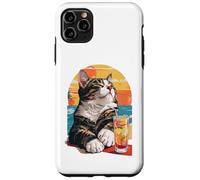 Carcasa para iPhone 11 Pro MAX Funny Retro Cat Sunset Cocktail Beach Vacation Summer