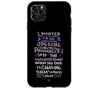 Carcasa para iPhone 11 Pro MAX Funny Saying - I Wanted To Go Jogging But Proverbs 28:1