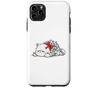 Carcasa para iPhone 11 Pro MAX Gato Navidad Luces Divertidas Navidad Humor Miau Gatito Persa