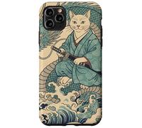 Carcasa para iPhone 11 Pro MAX Gato Samurai Montando Dragón Gran Ola Ukiyo-e Arte Japonés